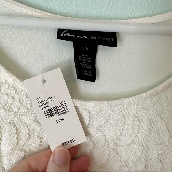 NWT Lane Brant 3/4 Lace Sleeve Top Size 18/20 Off-White White - Picture 3 of 5